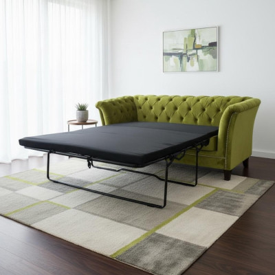 Sofa rozkładana Chesterfield 2 miejsce do siedzenia Funkcja łóżka Couch Podkładka Sofy
