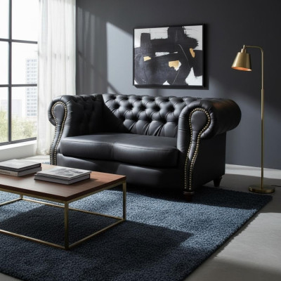 Chesterfield Lincoln 2 miejsce do siedzenia Kanapa Podkładka Sofy Kanapy Design Sofa Club Skóra