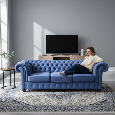 Design klasyczny Chesterfield Big XXL 3 miejsce do siedzenia Sofa Skóra Włókienniczy Sofy Kanapy