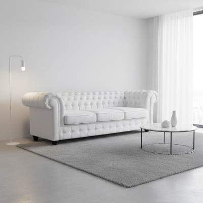 Design Klasyczna Kanapa Chesterfield Big XXL Skóra Włókienniczy Sofy Kanapy 3 miejsce do siedzenia