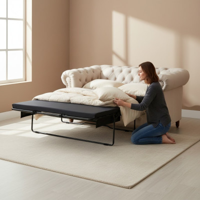 Chesterfield Oxford 2 miejsce do siedzenia z funkcją łóżka Couch Podkładka Sofy Kanapy Nowość
