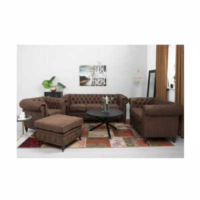 Chesterfield 3+2+1 miejsce do siedzenia Zestaw sofowy + Stołek Kanapa Sofa Skóra Włókienniczy Kanapy