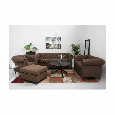 Chesterfield 3+2+1 miejsce do siedzenia Zestaw sofowy + Stołek Kanapa Sofa Skóra Włókienniczy Kanapy