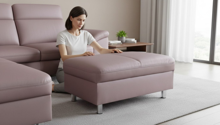 XXL Club Lounge Stołek Pufa Skóra Ottoman Designer Włókienniczy Projekt Podnóżka