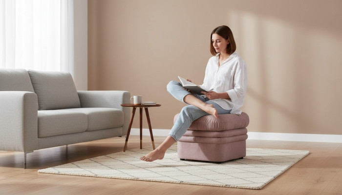 Podnóżek Lounge Stołek XXL Club Ottoman Pufa Materiał Włókienniczy Design