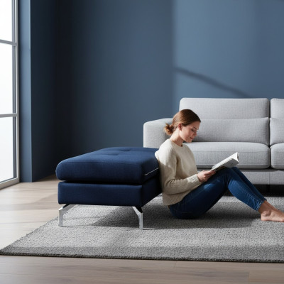 Podnóżek XXL Club Materiał Lounge Stołek Ottoman Pufa Włókienniczy Ottoman