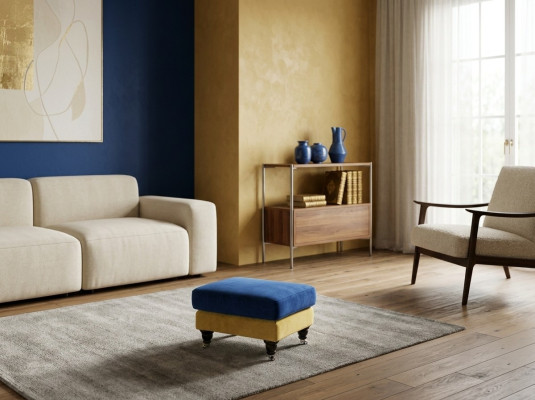 Podnóżek Lounge Stołek XXL Club Ottoman Pufa Skóra Włókienniczy Ottoman Designer Nowy