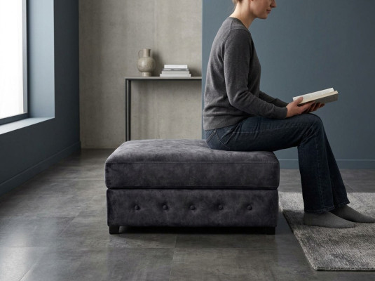 Podnóżek XXL Club Pufa Club Lounge Stołek Skóra Ottoman Designer Włókienniczy