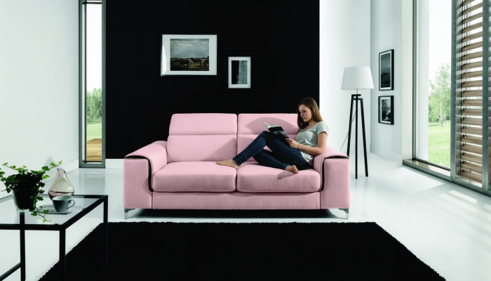 godna podziwu nowoczesna, wygodna 2-miejscowa sofa do siedzenia w stylowym różowym kolorze