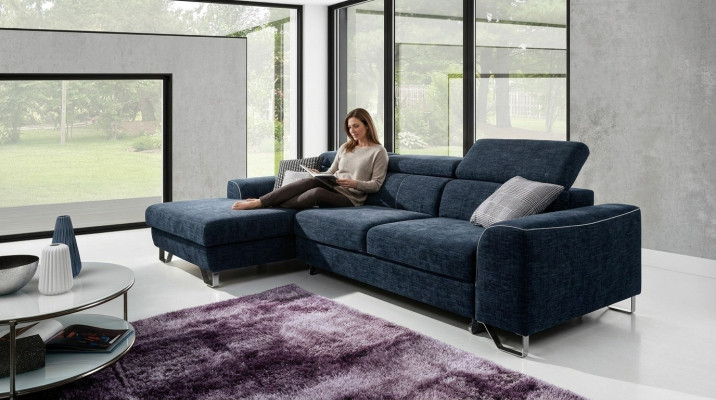 Materiał Sofa Kanapa Podkładka Narożnik Design Ustaw Blue Żywy krajobraz Włókienniczy