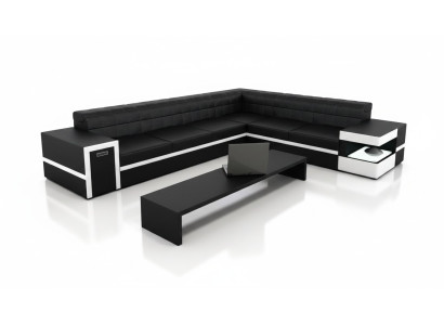 Skórzana Sofa Sofa Sofy Podkładka Siedziba Narożnikowa kanapa Żywy krajobraz Big XXL