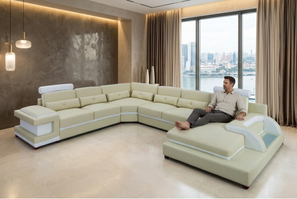Skórzana sofa XXL Duże Sofy Sofa Kanapa Kanapa Podkładka Narożnikowa kanapa Żywy krajobraz Skóra