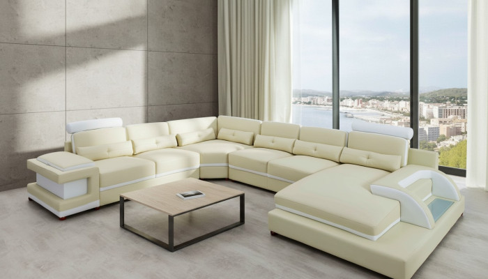 Skórzana sofa XXL Duże Sofy Sofa Kanapa Kanapa Podkładka Narożnikowa kanapa Żywy krajobraz Skóra