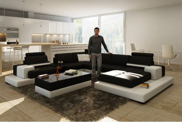Modern XXL Big Żywy krajobraz Sofa Podkładka Narożnik Sofy Ustawić
