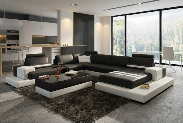 Modern XXL Big Żywy krajobraz Sofa Podkładka Narożnik Sofy Ustawić
