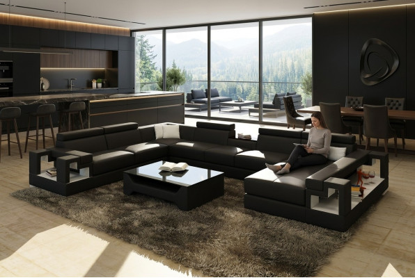 XXL Big Żywy krajobraz Sofa skórzana Sofa Sofa Podkładka Sofy Ustawić