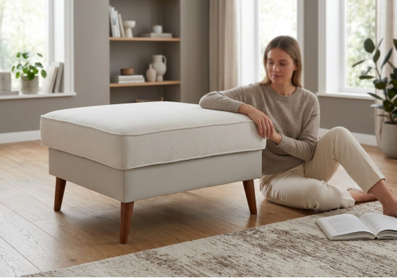 Podnóżek Club XXL Stołek Ottoman Pufa Skóra Włókienniczy Decor Ottoman