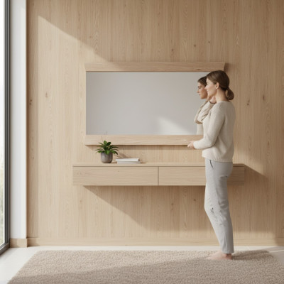 Lustro lustro ścienne designerskie deski podłogowe salon łazienka Drewno Szkło projekt Aspen AS-L1