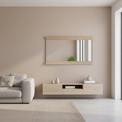 Lustro lustro ścienne designerskie deski podłogowe salon łazienka Drewno Szkło projekt Aspen AS-L1