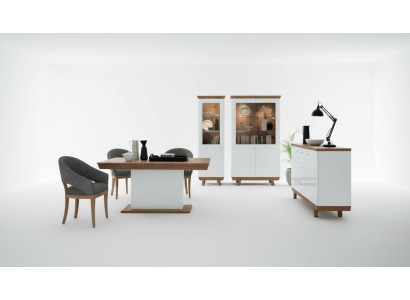 Zestaw 4-częściowy 1x Gablota 2x Kredens 1x Stół obiadowy Design salon jadalnia Nowość