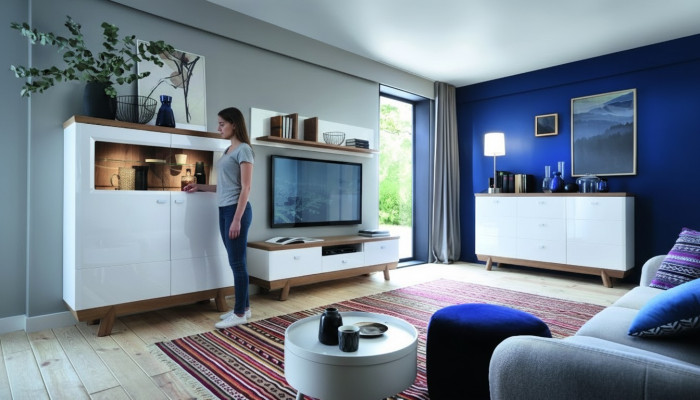 Pokój dzienny Ustaw Zestaw Jednostka ścienna Kredens Galota Półka Design Hotel Meble Nowy