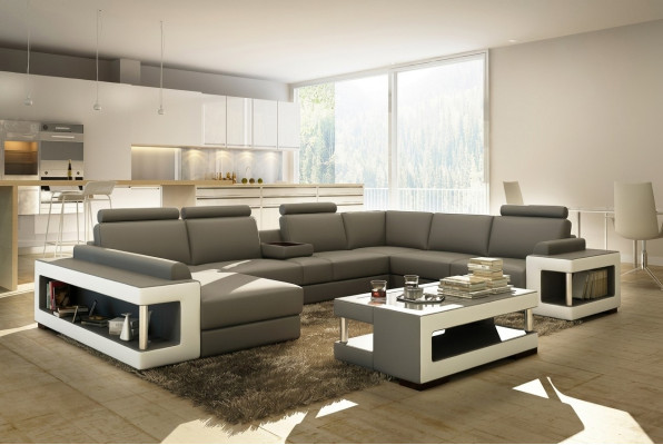 Skórzana sofa XXL Narożnikowa kanapa Design Duża Sofa Kanapa Podkładka Narożnik Siedziba Ustawić