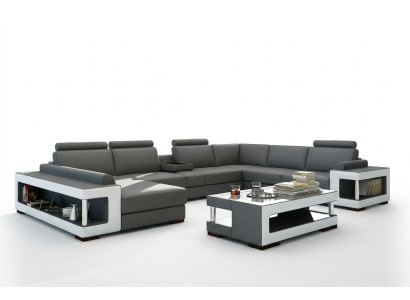 Skórzana sofa XXL Narożnikowa kanapa Design Duża Sofa Kanapa Podkładka Narożnik Siedziba Ustawić