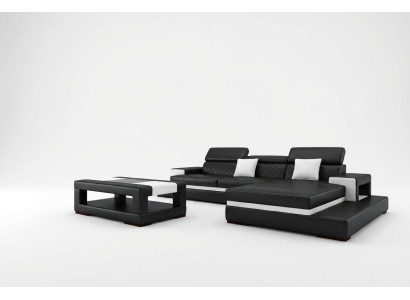 Sofa skórzana XXL Narożnikowa kanapa Design Duża Sofa Kanapa Podkładka Narożnik Siedziba Ustawić