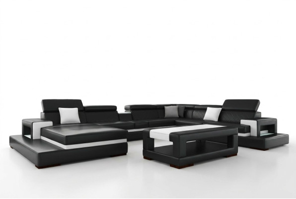 Sofa skórzana XXL Narożnikowa kanapa Design Duża Sofa Kanapa Podkładka Narożnik Siedziba Decor Ustawić