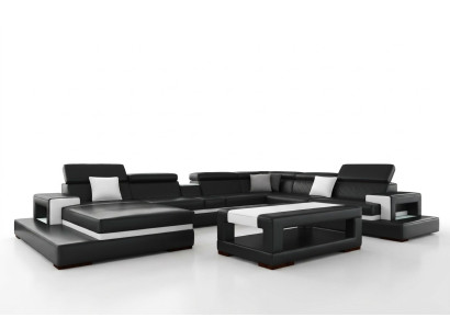 Sofa skórzana XXL Narożnikowa kanapa Design Duża Sofa Kanapa Podkładka Narożnik Siedziba Decor Ustawić