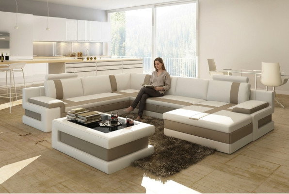 Skórzana Sofa Kanapa Żywy krajobraz Kształt U Design Nowoczesna Sofa Narożnik Sofy