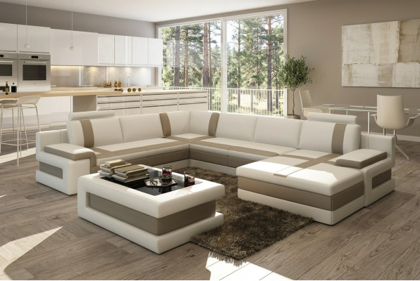 Skórzana Sofa Kanapa Żywy krajobraz Kształt U Design Nowoczesna Sofa Narożnik Sofy