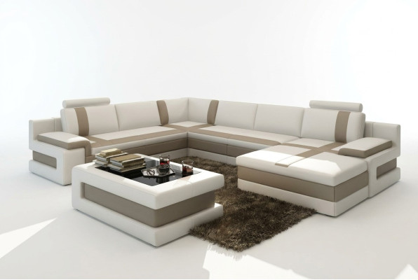Skórzana Sofa Kanapa Żywy krajobraz Kształt U Design Nowoczesna Sofa Narożnik Sofy
