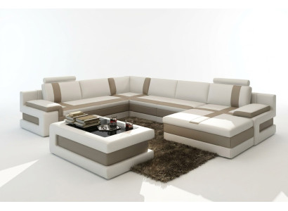 Skórzana Sofa Kanapa Żywy krajobraz Kształt U Design Nowoczesna Sofa Narożnik Sofy
