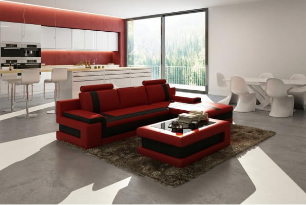 Skórzana Sofa Kanapa Żywy krajobraz L Shape Design Nowoczesna Sofa Narożnik Sofy
