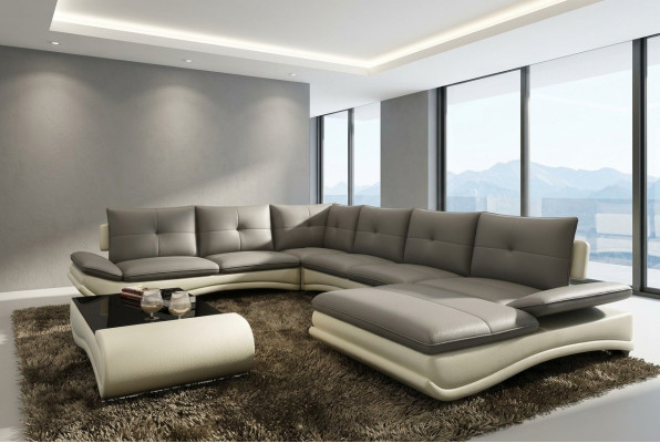 Skórzana sofa XXL w kształcie litery U, sofa do salonu, duża skórzana kanapa, sofy