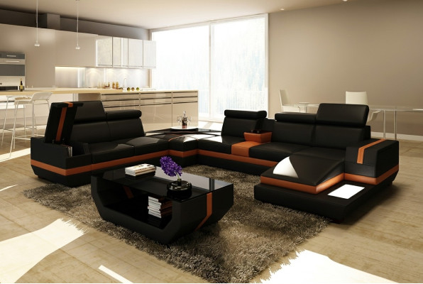 Skórzana Sofa Kanapa Żywy krajobraz Kształt U Design Nowoczesna Sofa Narożnik Sofas Design 5099