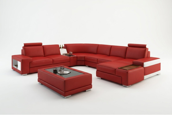 Skórzana Sofa Kanapa Żywy krajobraz Kształt U Design Modern Sofa 5103 Sofy