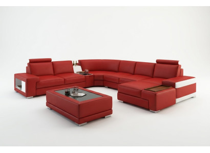 Skórzana Sofa Kanapa Żywy krajobraz Kształt U Design Modern Sofa 5103 Sofy