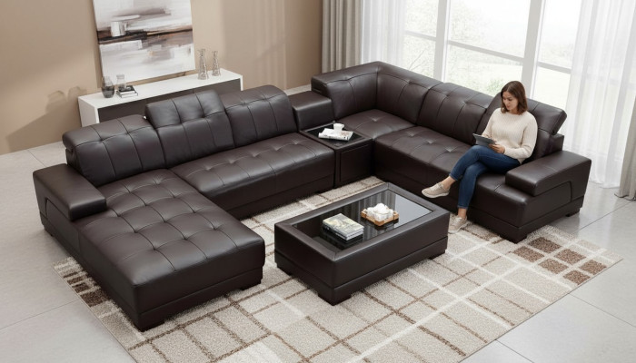 XXL Skóra Duża Sofa do Salonu Kanapa Narożnikowa Kanapa Sofy Kanapy Podkładka