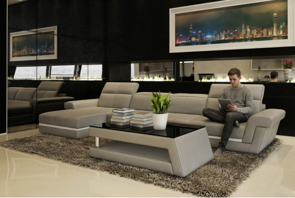 Skórzana sofa kanapa Żywy krajobraz L-Shape Design Modern Sofa 5136B Sofy