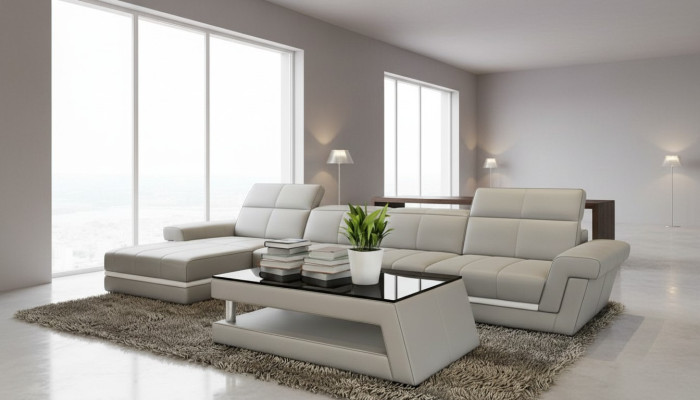Skórzana sofa kanapa Żywy krajobraz L-Shape Design Modern Sofa 5136B Sofy