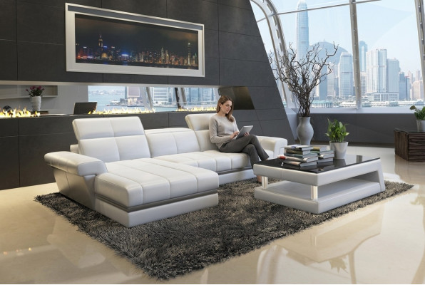 Skórzana sofa sofa kanapa Podkładka Żywy krajobraz Designerska skórzana sofa w kształcie litery L