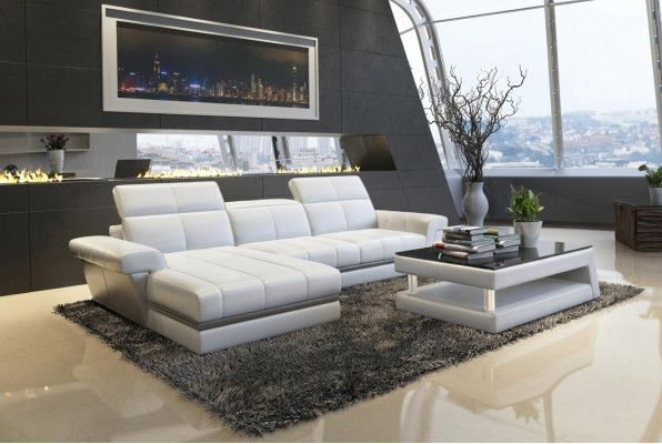 Skórzana sofa sofa kanapa Podkładka Żywy krajobraz Designerska skórzana sofa w kształcie litery L