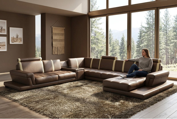 Skórzana sofa sofa podkładka Żywy krajobraz designerska skórzana sofa