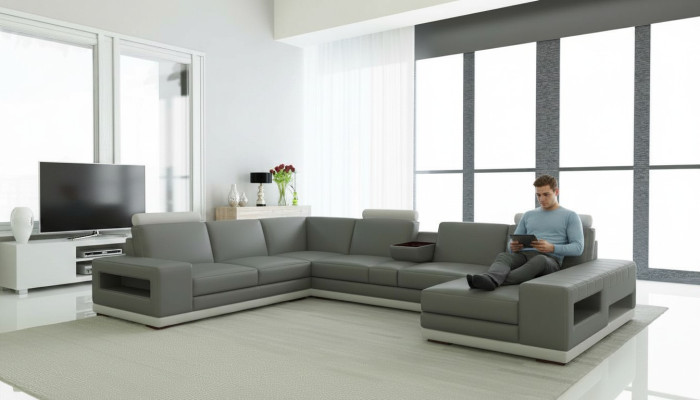 Skórzana sofa kanapa Żywy krajobraz Kształt U Design Modern Sofa 5154