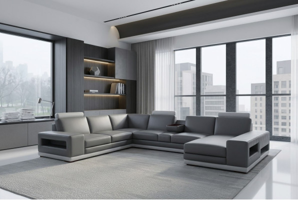 Skórzana sofa kanapa Żywy krajobraz Kształt U Design Modern Sofa 5154