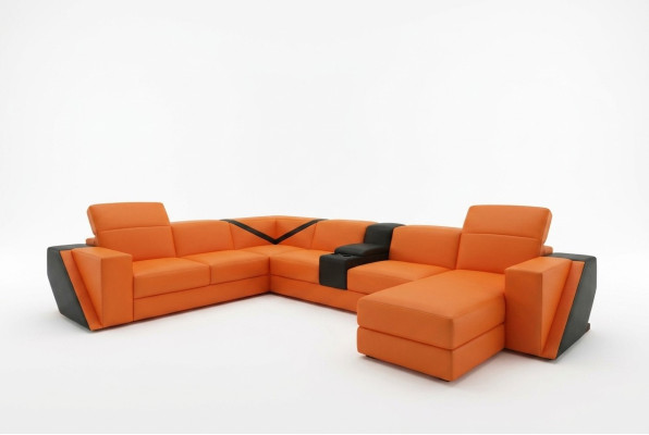 Skórzana sofa sofa kanapa Podkładka Żywy krajobraz Designerska skórzana sofa w kształcie litery U