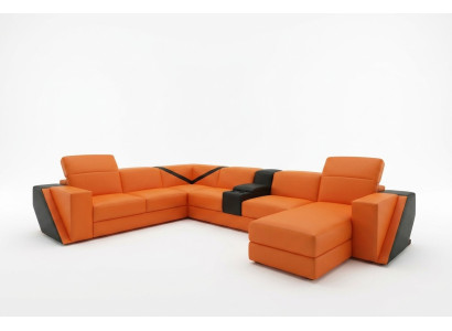 Skórzana sofa sofa kanapa Podkładka Żywy krajobraz Designerska skórzana sofa w kształcie litery U