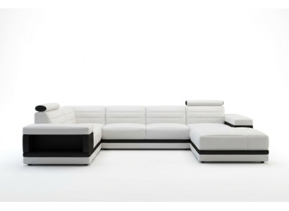 Skórzana sofa kanapa Żywy krajobraz Narożnikowa kanapa Kształt U Design Modern Sofa